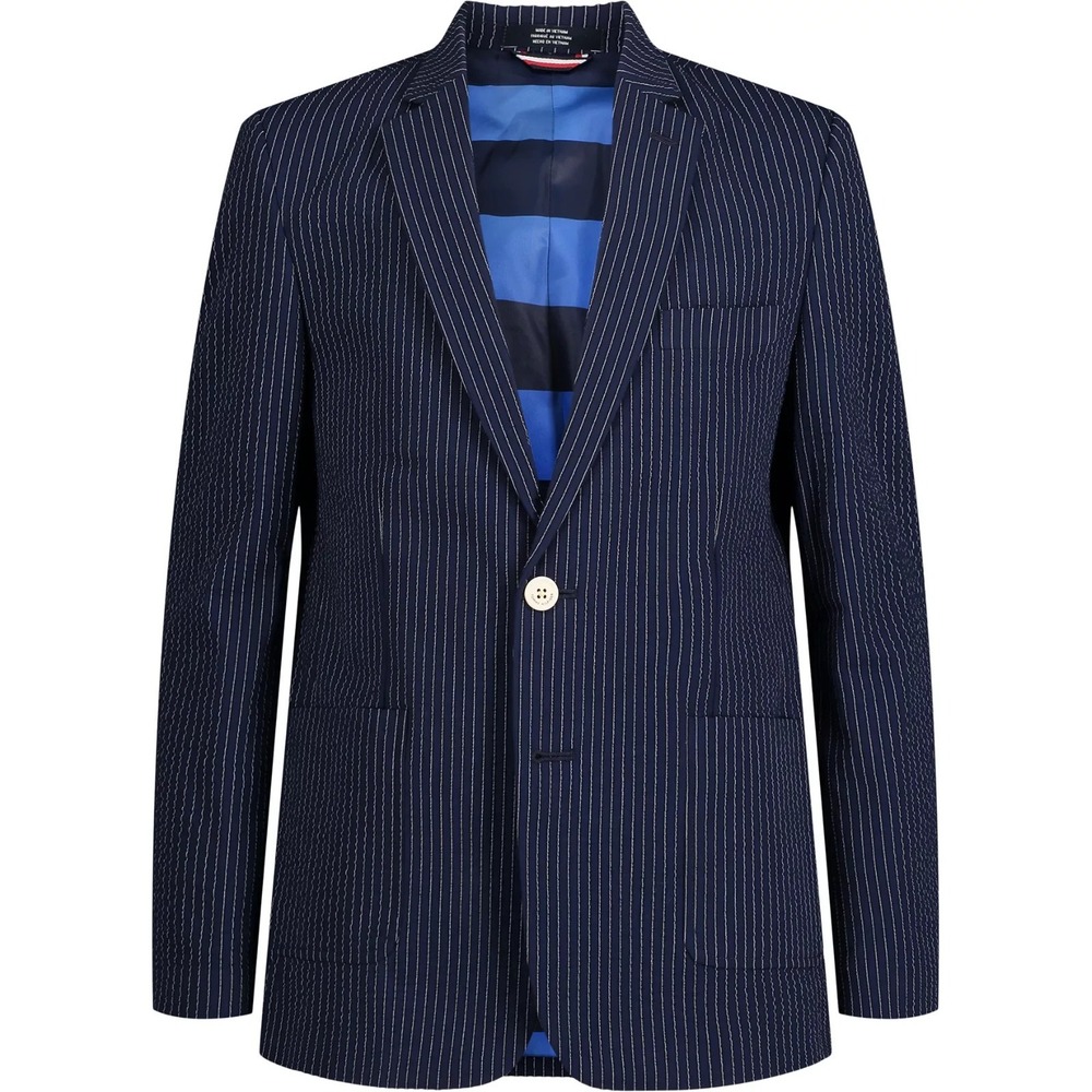 Tommy Hilfiger Boys Seersucker Stripe Suit Jacket Navy Size‎ 10 New $125